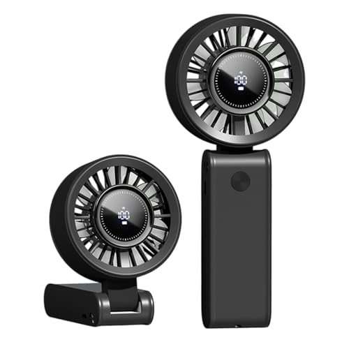 Ventilador portátil, ventilador portátil para viajes con 3 velocidades, ventilador de aire acondicionado plegable con pantalla digital para camping, senderismo, dormitorio, cocina, escritorio al aire