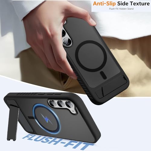Image of KARWAN️Ultra Hybrid Matte Back Cover Case Compatible with Stand Magnetic for Samsung Galaxy S23 Plus | Mag-Safe Wireless Charging | Camera Bump Protection -(Black)