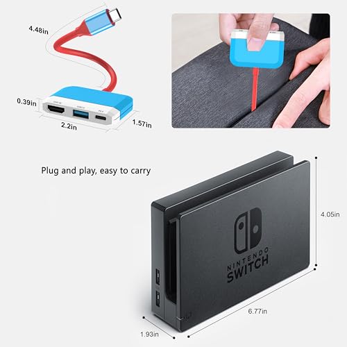 Image of Switch Dock for Nintendo Switch 2 /Switch /OLED, 3-in-1 Portable TV Dock with 4K@60Hz HDMI USB 3.0 Port USB C PD 100W Charging,Mini Travel Dock Replacement for Switch Docking Station.