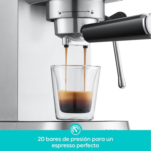 Miniatura 2 de Casabrews Cafetera Expresso Y Capuccino, 20 Bares Café Expreso Manual Con Manómetro, Barista Cafetera Cafe Molido, Depósito Extraíble De 1l, Portafiltros Con Doble Salida Y 2 Filtros, 1350w, Inox