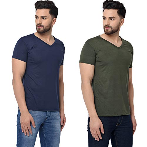 Image of JANGOBOY Men's V-Neck Cotton T-Shirt (Pack of 2)