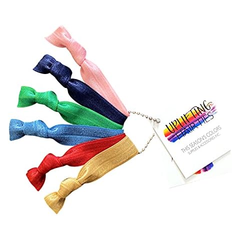 This Season's Colors | Uplifting No Crease Elastic Hair Ties | Classic Size Made for Girls, Teens & Adults | (6 Hair Ties; 1 of Each Color, Vibrant Fall/Winter) Cover