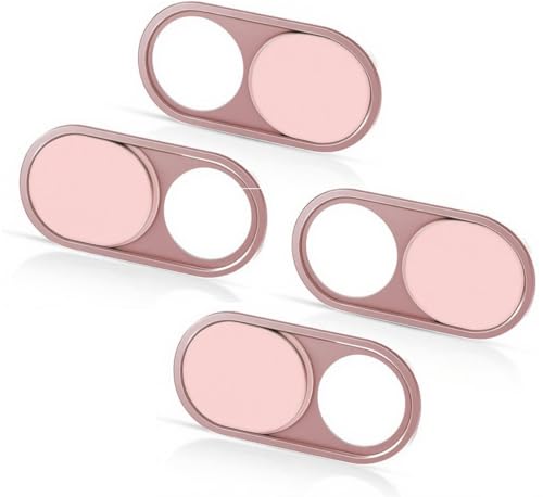Camera Cover - Ultra-Thin Metal (4-Pack, Pink) 0.03" Slim Privacy Slider for Laptop/MacBook/iPad/iPhone. Durable Aluminum Construction ensures Smooth Gliding Protection