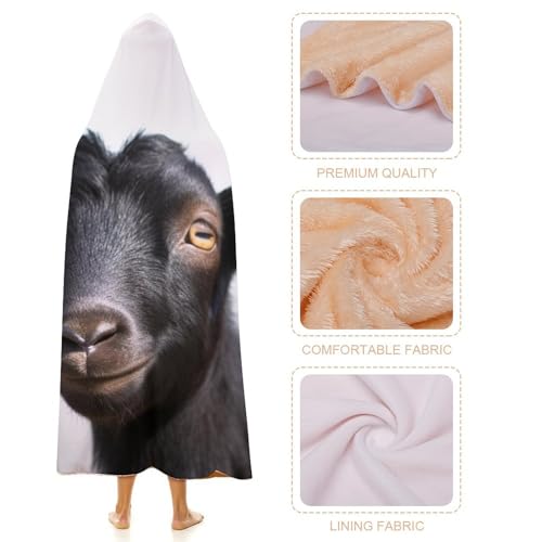 Cape à capuche imprimé chèvre noire pour voyage et bureau - 4