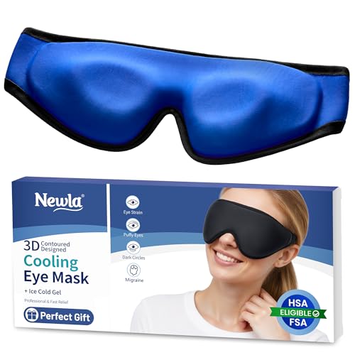 Cooling Gel Eye Mask for Puffy Eyes, Larger Full-Eye Cold Compress for Swelling, Ice-Cold Gel Therapy, Forehead & Upper Cheek Cooling Relief, Reusable Ice Pack for Eyes, FSA Eligible HSA, Black