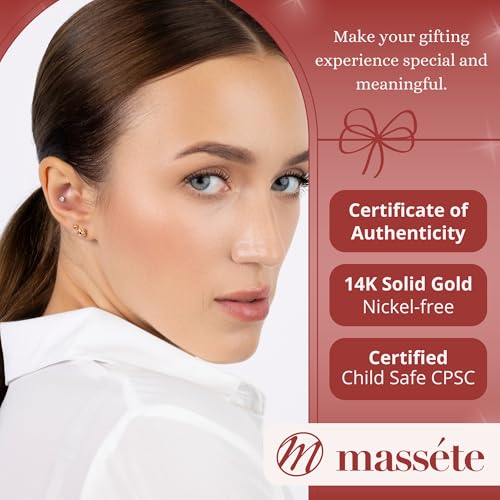 14k Gold 3-Prong Simulated Diamond Stud Earrings - Martini Style, 3mm 4mm 5mm, Covered Screwback for Women3