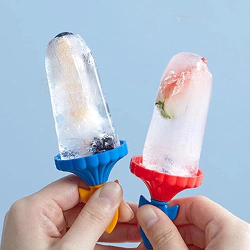 Image of TASTIC 6 Cavity Plastic Reusable Food Grade Material Homemade Frozen ICE Candy Maker, ICE Cream Mould, Popsicle Mould, Icemaker, KULFI Maker, Moulds for All Age (Multicolor) (Multicolor)