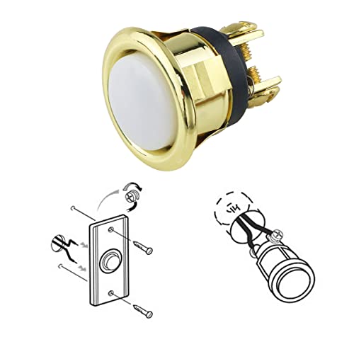 Dghaop 16Mm Metal Lighted Doorbell Button Replacement Gold Doorbell Button Push Door Bell Ringer Round Rim With Lighted Center Waterproof Door Bell Doorbell Switch #TOP3