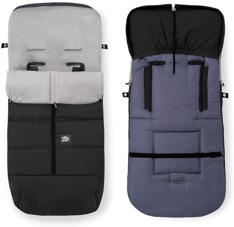 Interbaby Footmuff for Pram Pram Blanket Winter Soft | Sleeping Bag for Pushchair Removable Double Opening Easy Cleaning Anti-Allergic Materials Black