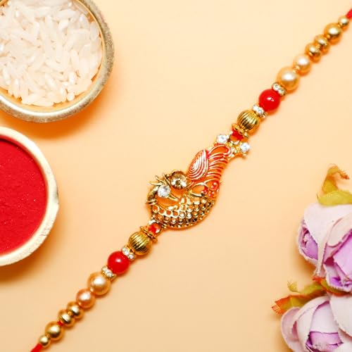 Image of JAIPUR ACE Raksha Bandhan Rakhi Gift Combo with Designer Rakhi, Puja Thali, 2 Katori Bowls, Roli Kumkum & Greeting Card for Brother, Bhai, Bhaiya | Complete Celebration Set