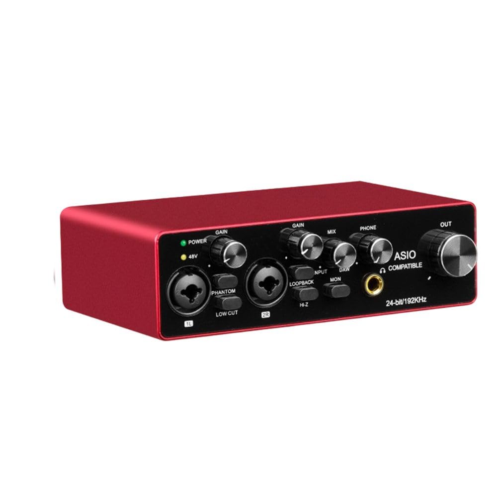 Tarjeta de Sonido Profesional ASIO Audio de 2 Canales con Interfaz de Audio USB, Tarjeta de Sonido Externa para Grabación en Directo