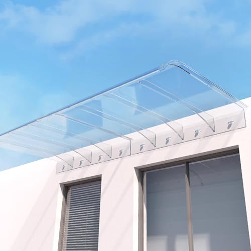 Zlovne Marquise de Porte,Auvent de Porte Aluminium,Auvent de Fenêtre en Polycarbonat UV Protection,Marquise Solaire Abri Banne Entrée Protection,Auvent de Véranda Incurvé (40x40cm/16 x16)