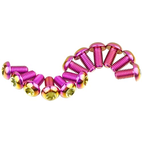 Image of 12Pcs Ti Titanium Bolts Torx M5x10 Bicycle Bike Disc Brake Cycle Rotor Screws Gr5 (Purple Gold)