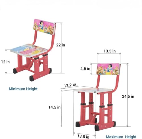 Image of Kids Study Table and Chair Set | 4-15 Years | Adjustable Height| Strong and Ergonomic | Multifunctional Writing Desk for Kids (Pink)