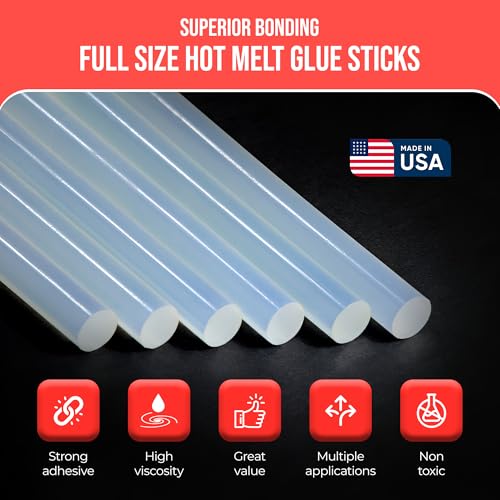 Economy® Full Size Hot Melt Glue Sticks for Glue Gun - Bulk 10in Clear - Great for Art, Craft & Repairs - 7/16" X 10" (Approx 450 Sticks, 25lbs Pack) - Made in USA
