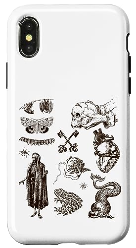 Retro Victorian Line Art Aesthetic Cottagecore Academia �X�}�z�P�[�X iPhone X/XS �p