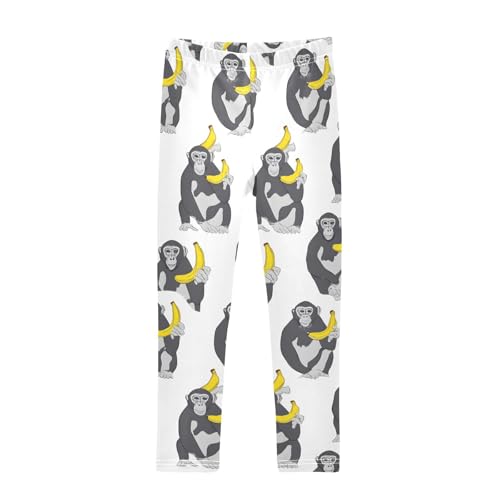 ALAZA Girls' Leggings Children's Yoga Pants Skinny Printed Dance Gorilla Banana Comfortable 4T