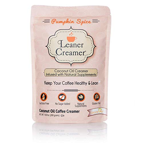 Leaner Creamer, Non-Dairy Coffee Creamer &#x2013; Sugar Free, Low Calorie, Coconut Oil, Paleo, Keto, Gluten Free, Healthy Weight Loss, Fat Burning, - 9.87oz Pouch (PUMPKIN SPICE)