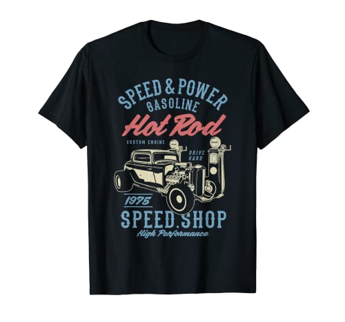 Hot Rod Car Nostalgia Retro Vintage Style Design Camiseta