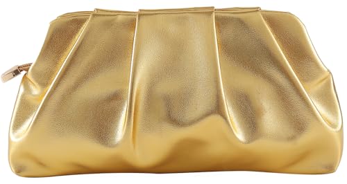 Image of Evening Bag for Women Ruched Clutch Purse Detachable Metal Chain Crossbody Bag