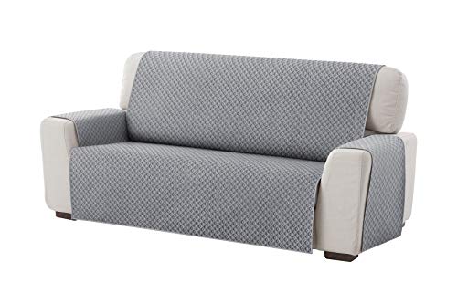 Textilhome - Funda Cubre Sofá Dante, 2 Plazas, Protector para Sofás Acolchado Reversible. Color Gris