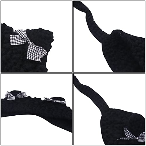 Women Crochet Beanie Cable Hat Ear Flaps Earmuff Cap Women's Skullies&Beanie Outdoor Braided Cat Ears Knit Caps,Black #TOP4