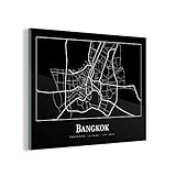 Glasbild Glasfoto Wandbild Bilder Deko 80x60 cm Bangkok - Karte - Stadtplan