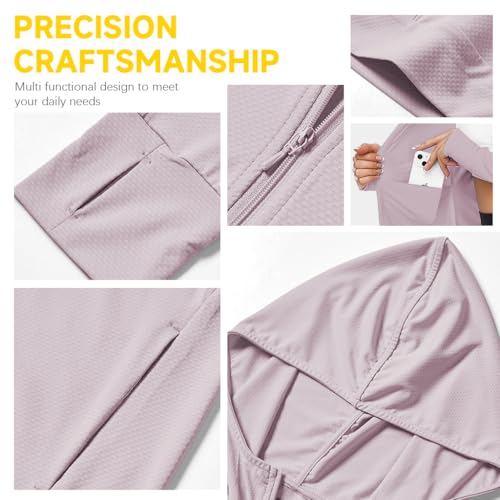 Image of SANNIDHI Women's UV Protection Sun Screen Jacket, 50+ Sun Protection Jacket Lightweight Long Sleeve Sunscreen Clothing Hoodie with Pocket for Outdoor Hiking