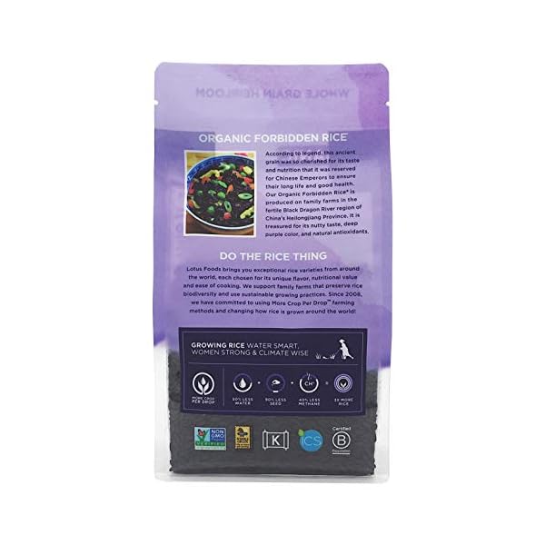 Lotus Foods Bulk Organic Forbidden Black Rice – Gluten-Free, Gourmet & Certified Organic Heirloom Whole Grain Rice, 0.94 pound (Pack of