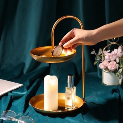 Mumusuki Tiered Tray Stand, 2 Tier Iron Waterproof Fruit Serving Tray Double Tier Storage Platter for Home Office Party Wedding Decor (Gold), Mumusukifu05r2np3b-11