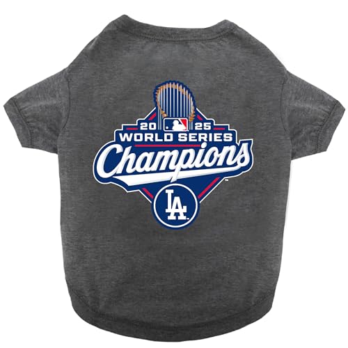 Pets First MLB Los Angeles Dodgers 2025 World Series Champion Dog Shirt, Champ Pet Tee Shirt, Winning Baseball Cat Outfit Size X-Small