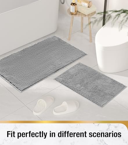 HITSLAM Chenille Bath Mat Non Slip Anti Mould, 60x40cm Ultra Soft Bathroom Mat, Super Absorbent Bath Mats for Bathroom, Machine-Washable Quick Dry Bath Foot Mat, Bath Rug for Shower and Tub, Grey - Cosy Home Interiors HITSLAM Chenille Bath Mat Non Slip Anti Mould, 60x40cm Ultra Soft Bathroom Mat, Super Absorbent Bath Mats for Bathroom, Machine-Washable Quick Dry Bath Foot Mat, Bath Rug for Shower and Tub, Grey - Image 7