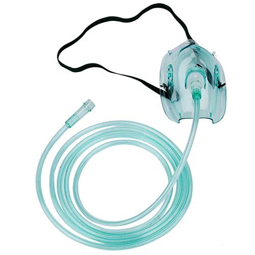 Adult Europe Standard Oxygen Mask With 6.6' Tubing And Adjustable Elastic Strap - 3 Packs - Size L+ #TOP4