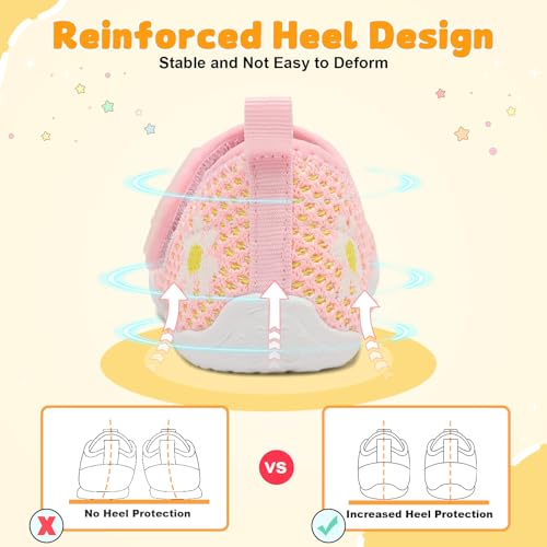Image of FEETCITY Baby First Walking Shoes Wide Baby Shoes Infant Sneakers Newborn Crib Shoe Barefoot Lightweight Slip On Shoe