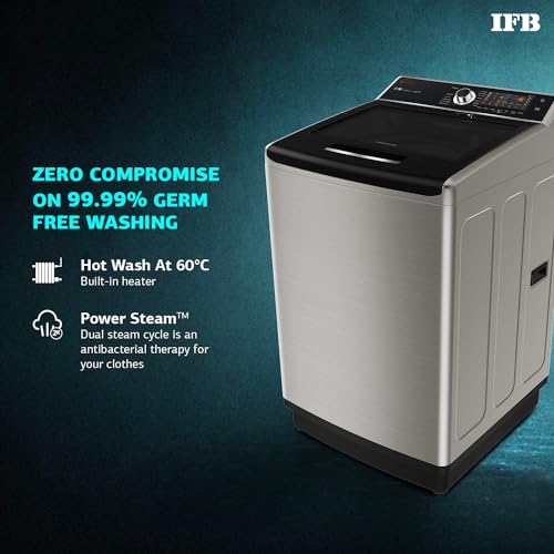 Image of IFB 9 Kg 5 Star AI Powered Fully Automatic Top Load Washing Machine Appliance Aqua Conserve (TL S4STS 9.0 Kg Aqua, Silver, 2X Power Steam, 4 Years Comprehensive Warranty)
