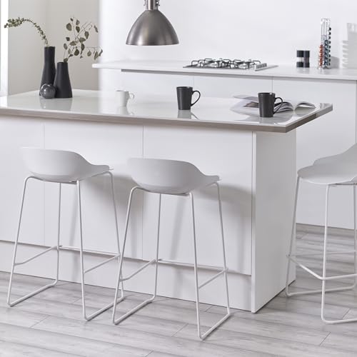 Tabourets Rocco Julian Bowen blancs en polypropylène design épuré 83 cm - 4