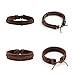 MILAKOO 10 Pcs Braided Leather Bracelet for Men Women Wooden Beaded Bracelets Wrap Adjustable
