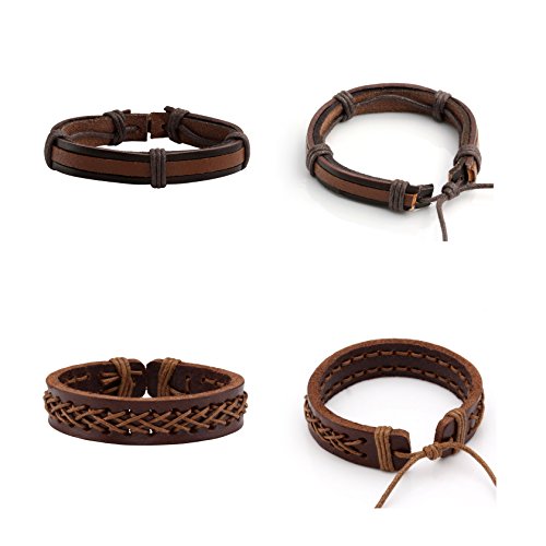 MILAKOO 10 Pcs Braided Leather Bracelet for Men Women Wooden Beaded Bracelets Wrap Adjustable3
