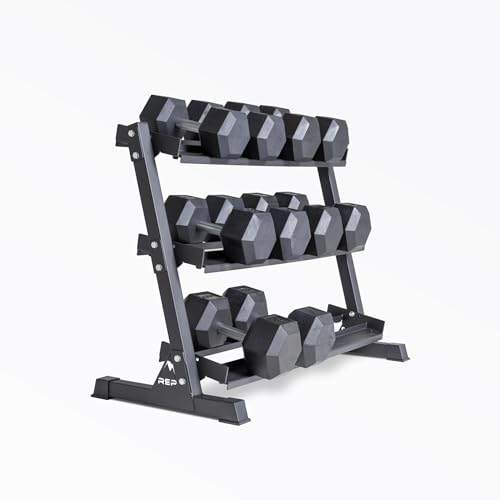 Rep Fitness 55lb-75 lb Dumbbell Set- Rubber Hex, Low Odor, Fully Knurled- Made for Heavy Lifting