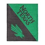 Northwest NCAA North Texas Mean Green Halftone Silk Touch Throw Blanket, Ultra Soft Plush Polyester, Lightweight Warm Decorative Fan Gift, 46 x 60 in