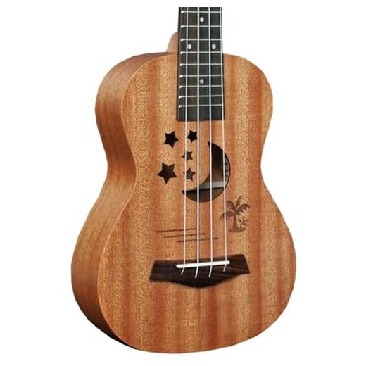 Ukelele Principiantes Ukelele Eléctrico Acústico Con Patrón De Estrella Y Luna, Cuerpo De Sapele, Guitarra De 21 Pulgadas Y 4 Cuerdas