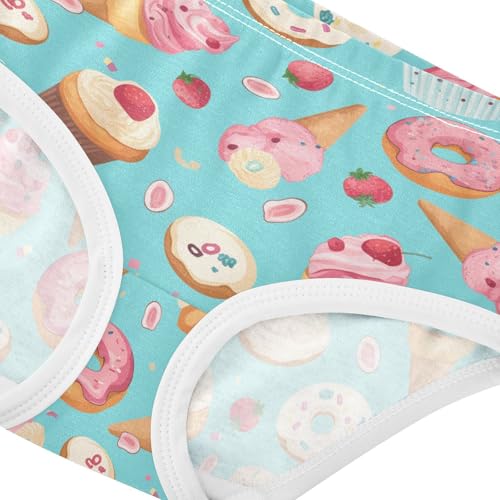 Wusikd Cute Ice Cream Girls' Underwear Cotton Doughnuts Girls Briefs Soft Toddler Underwear 2T4