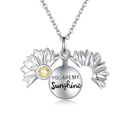 You Are My Sunshine Necklace/Dove Necklace/Tabby Cat 925 Sterling Silver Sunflower/Dove/Tabby Cat Pendant Jewelry Gifts for Women Lovers