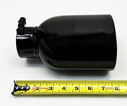 Exhaust Tip 5.50” X 3.5” Dia Od Oval 7.50" Long 2.50" Inlet Double Wall Stainless Steel High Temperature Black Powder Wesdon Exhaust Tip #TOP4