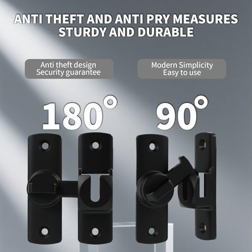 Schiebetürschloss für den Innenbereich, Türschloss, Hakenverschluss, 90°/180°, aus Zinklegierung, Verriegelung der Schnalle, Diebstahlschutz, Türschloss, einfache Installation