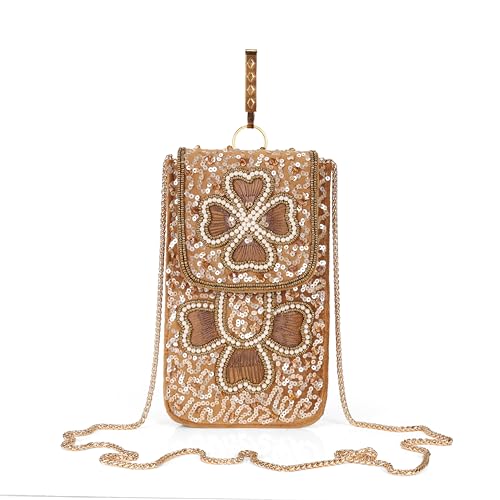 Image of J I ACCESSORIES Velvet Saree Clutch Mobile Pouch Waist Clip Ladies Purse Gift For Women