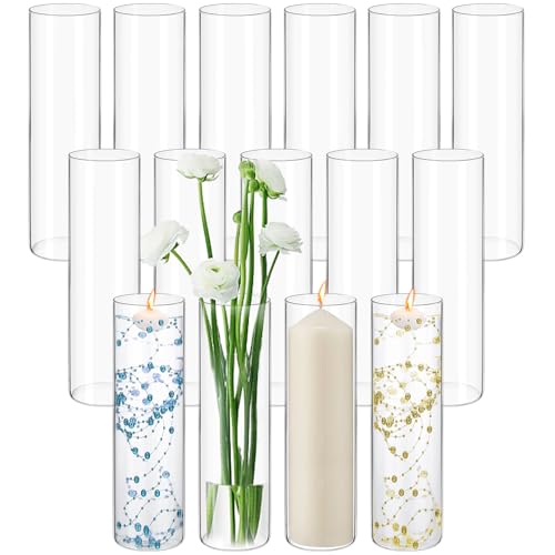 15Pack Glass Cylinder Vases for Centerpieces, 16 Inch Tall Clear