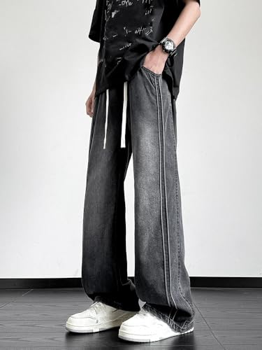 Summer Jeans for Men Korean Style Straight Denim Pants Wide Leg Jeans Trousers3