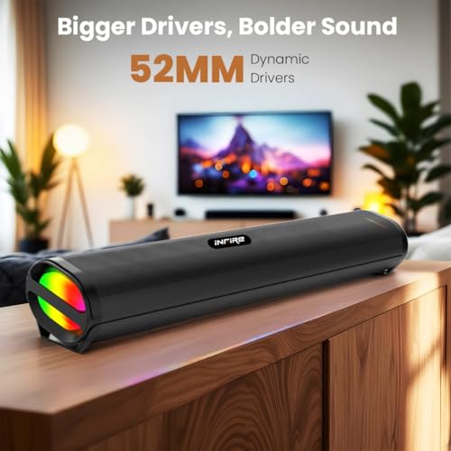 Image of iNFiRe FireBar 50 50W Bluetooth Soundbar with RGB Lights, TWS Function, Multiple Modes (BT /FM /AUX /USB /TF), Home Audio Speaker