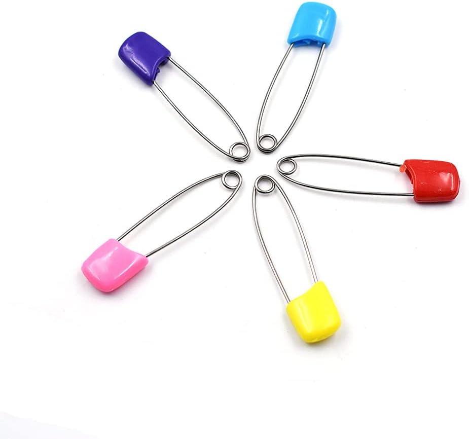 U-M pulabo Safety Pins Multi-Colored Nappy Pins Reusable Plastic Head Infant Diaper Pins 5Pcs Beautiful : Baby